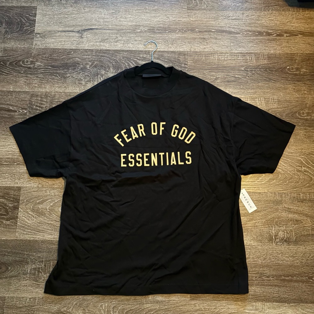 Essentials Black Tee with Gold Lettering